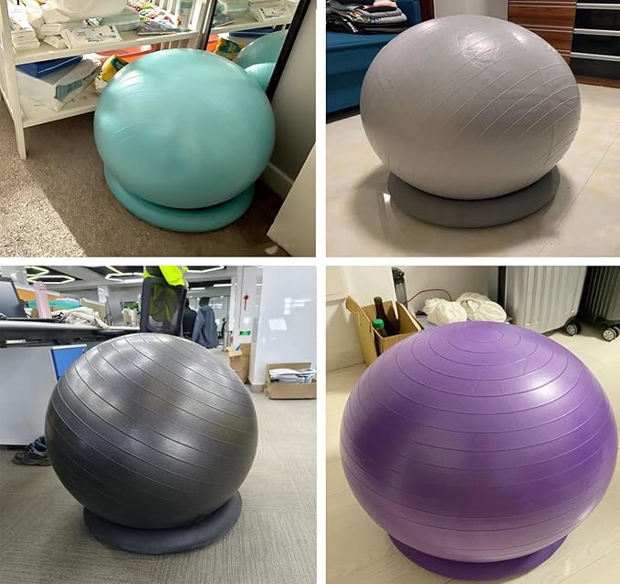 Yoga Ball Chair Office Ball Chair with Base & Pump, Stability Yoga Ball Seat for Back Pain Relief, Home Gym Exercise Ball Chair for Core Strength Training ( Color : Green , Size : Diameter 75cm ( 29 1