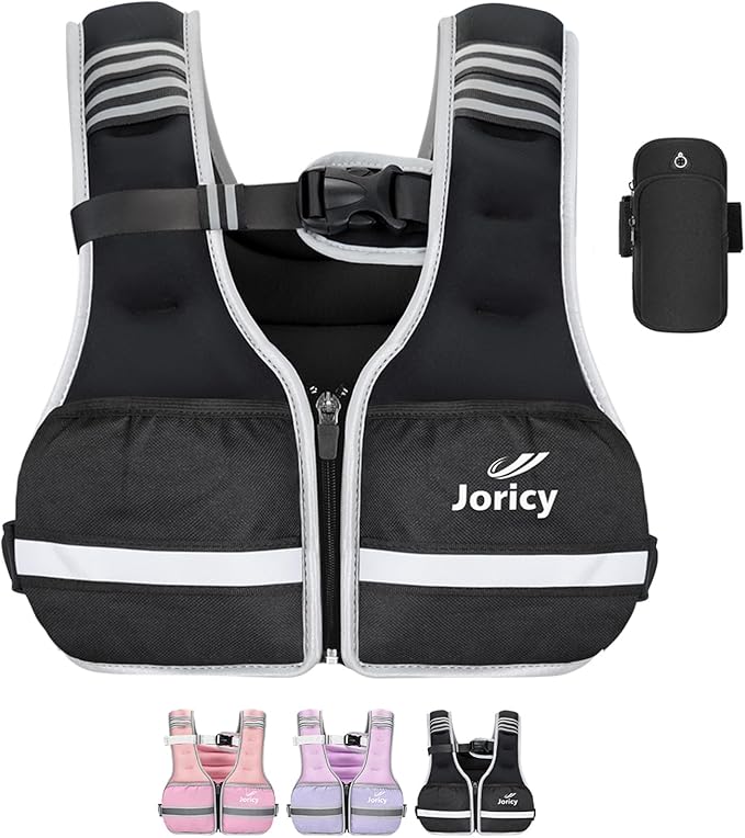 Weighted Vest Woman Men 6lb 8lb 10lb 12lb 14lb 16lb 20lb 25lb 30lb Weight Vest Zipper Front Rucking Vests With Reflective Strips for Walking Running Workout Strength Training Weight Loss Women
