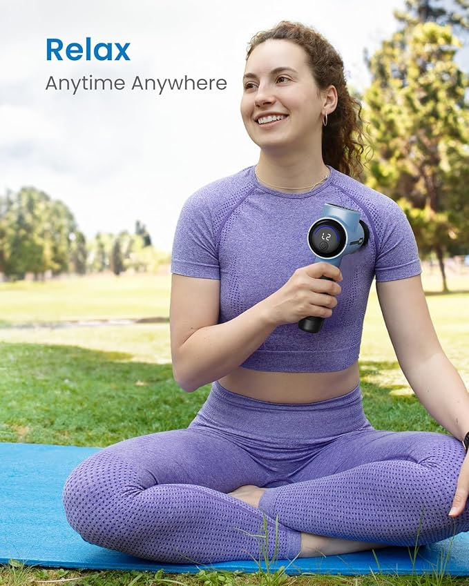 RENPHO Active Massage Gun, Percussion Deep Tissue Back Massager Ergonomic Design with 5 Speeds for Muscle Therapy, Travel Massage Gun with Carry Case, Portable