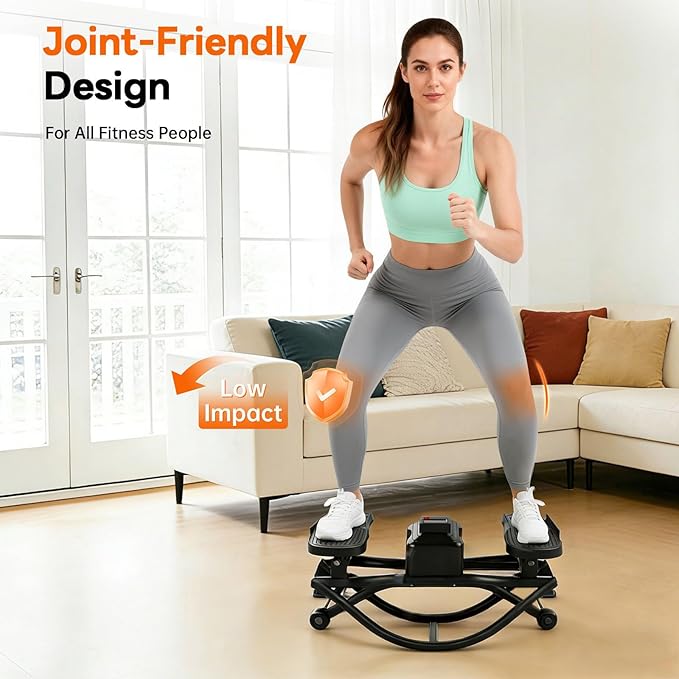 HXD-ERGO Rock Stepper with Elastic Resistance Bands, Side-to-Side Lateral Rocking Motion, Digital Display & High-Capacity Design for Home Leg GluteWorkout