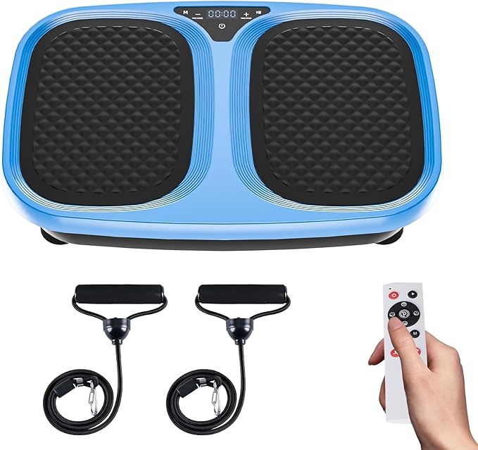 OLIXIS Vibration Plate Exercise Machine with 9 Auto Modes, Full Body Workout Vibrating Platform with LED Touch Screen & Pull Ropes for Weight Loss, Home Gym Fitness Equipment for Women Men
