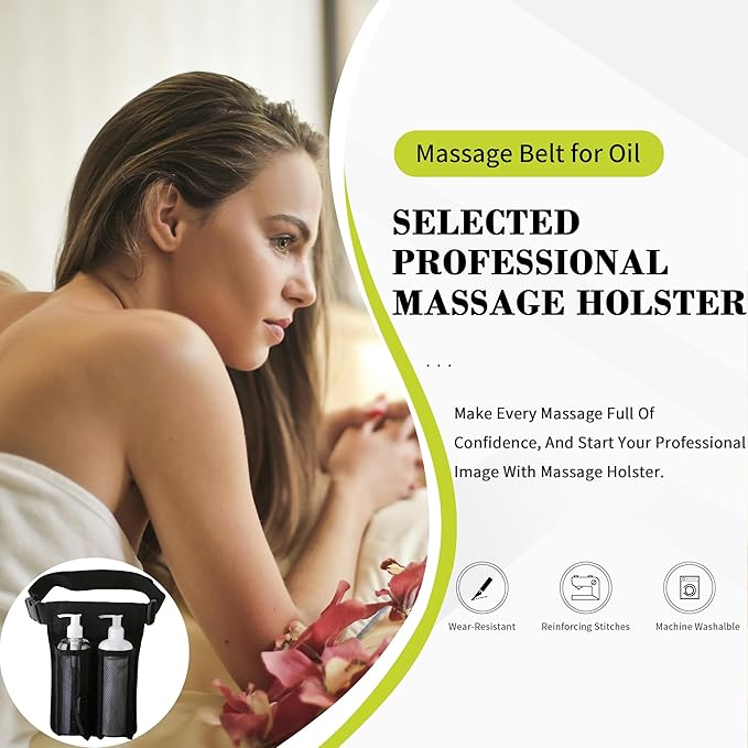 Massage Lotion Waist Holster Adjustable Hands Free for Therapists Fits Most Lotion Oil Bottles, Bag Only, No Bottle Included(Black)