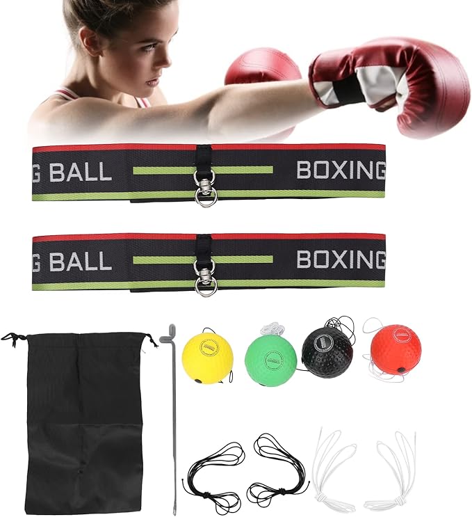 Boxing Ball Headband, Adjustable Boxing Headband Reflex Ball Set for Improving Reaction and Coordination Skills