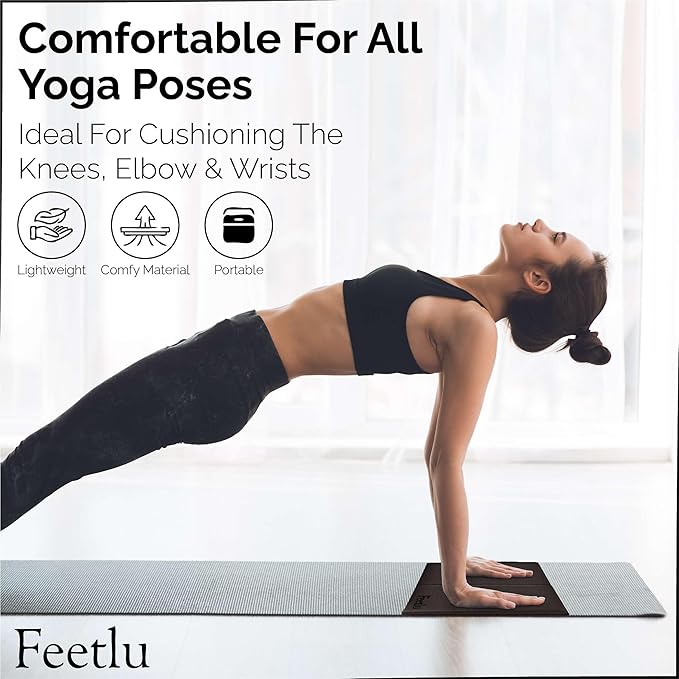 Yoga Knee Pad Cushion Exercise Knee Pad Folding, 1/2" Thick 24"x12" Eliminate Pain During Yoga or Exercise Workout– Extra Thick Padding& Support for Yoga Pilates, Fitness Exercise
