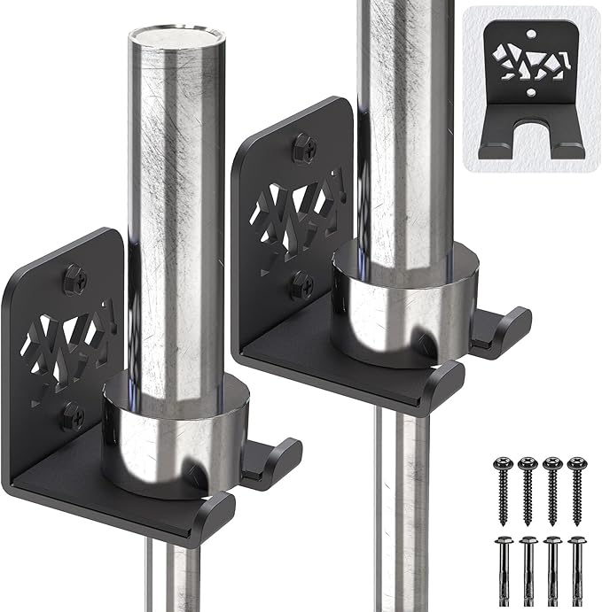 Kipika Versatile Wall Mounted Barbell Holder with Hooks Storage Rack for Barbell Bars Holds Under 33mm Bar Size and Fitness Accessories Space-Efficient Gym Organization for Home & Commercial Use
