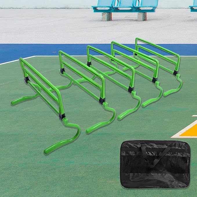 5 Pieces Agility Hurdles Training Speed Hurdles Obstacle Rack Foldable PVC Adjustable Height Lightweight Portable Suitable for Fitness Coaching Childr