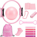 Pilates Ring Set for Women, Pilates Equipment with 5 Resistance Bands & Accessories, Pilates Ball, 14'' Magic Circle Hoop, Pilates Starter Kit for Beginners at Home
