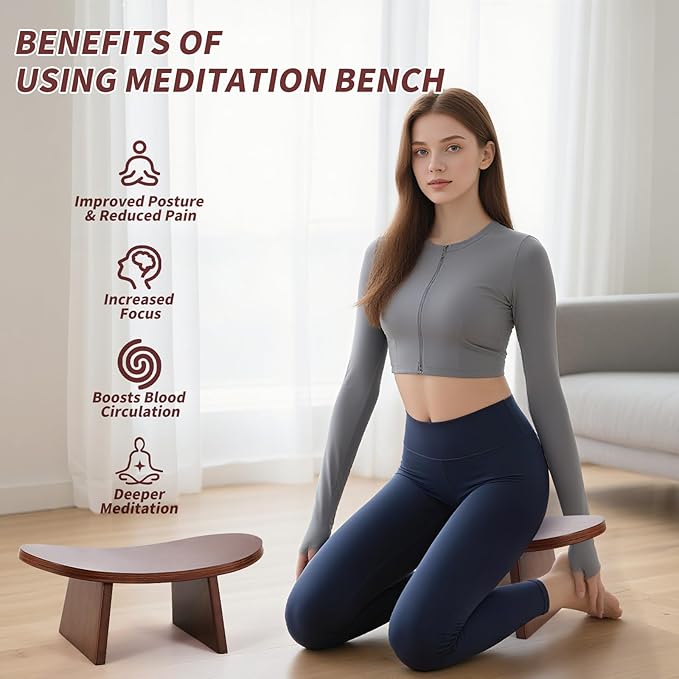 Meditation Bench - Ergonomic Kneeling Stool for Yoga & Prayer, Portable Floor Seating for Home, Office, Travel | Zen & Mindfulness