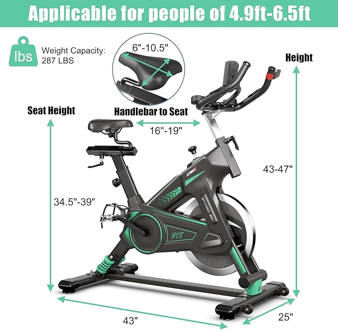 GYMAX Exercise Bike, Stationary Indoor Cycling Bike with 40lbs Flywheel, LCD Display, Adjustable Seat & Handlebar, Quiet Belt Drive for Home Gym Cardio Training Workout Fitness