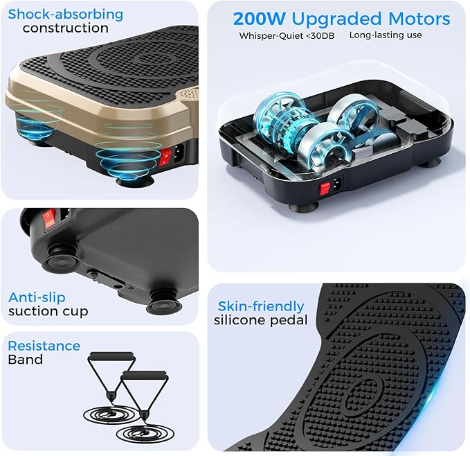 Vibration Plate Exercise Machine,Vibration Plate for Lymphatic Drainage Power Vibration Plate Machine Support 450 Lbs 250 Adjustable Speeds,Vibrating Plate Shake Plate Weight Loss