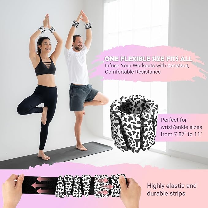 Wrist Ankle Weights for Women Set of 2, Adjustable Silicone Weighted Bangles, Wearable Ultra-durable Strips Weight Bracelet 2 lbs/4 lbs for Yoga, Pilates, Barre, Walking, Arm & Leg Workout