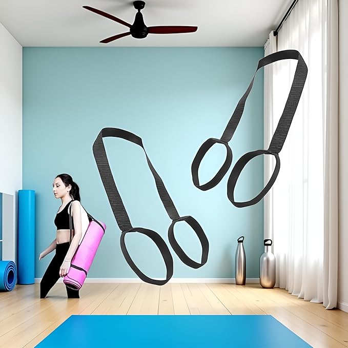 2Pcs Yoga Mat Straps For Carrying - Yoga Mat Elastic Straps,Adjustable Yoga Carrying Strap Holder Straps,Exercise Mat Carrier Strap,Weight Loss Fitness Binding Rope,Exercise and Fitness Accessories