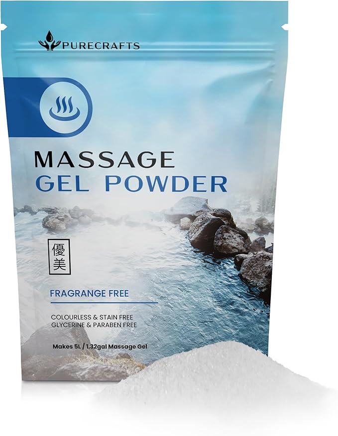Massage Gel Powder 50g | Fragrance Free | Made in Japan | Smooth and Slippery Gel for Wellness and Relaxation | 50g Makes 1.32 Gallons/ 5 litres | Just Add Water