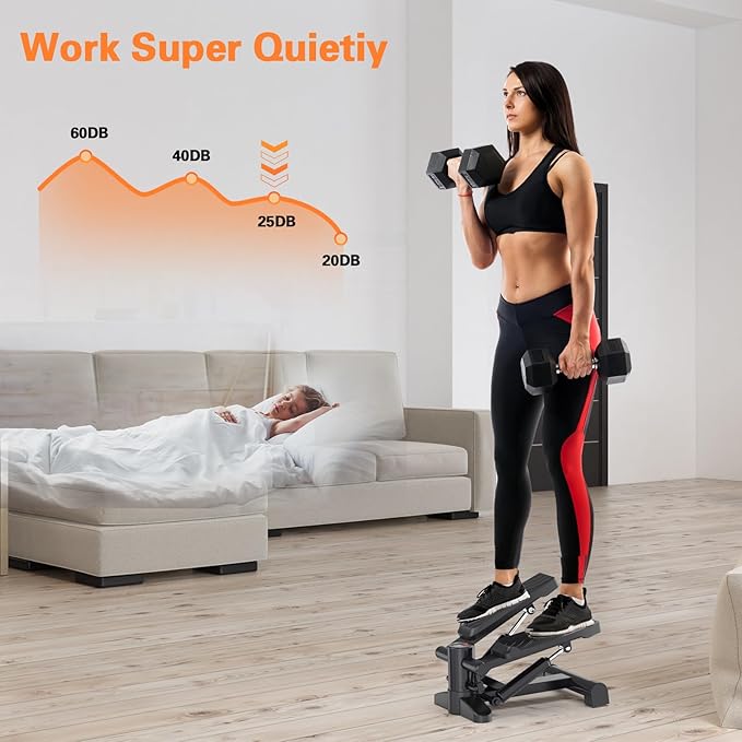 Mini Stepper Exercise Machine Under Desk, Stepper Machine 300LB Weight Limit,Mini at Home Stair Stepper No Nise,2 MM Thickness Steel Step Machine for Exercise at Home Hydraulic
