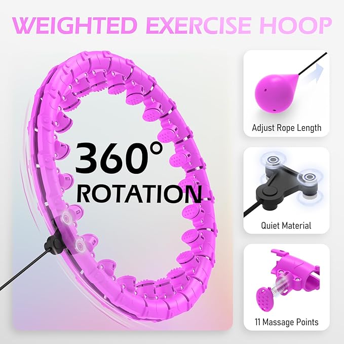 Weighted Hula Circle for Adults Weight Loss, Infinity Hoop Fit Plus Size 51 Inch, Include 27 Detachable Links and Waist Trainer for Women