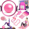 Pilates Ring Equipment Set, Home Pilates Kit for Women with 13’’ Magic Ring with Dual Padded Handles, Small Pilates Ball, 5 Resistance Bands & Complete Fitness Guide, Pilates Essential Accessories
