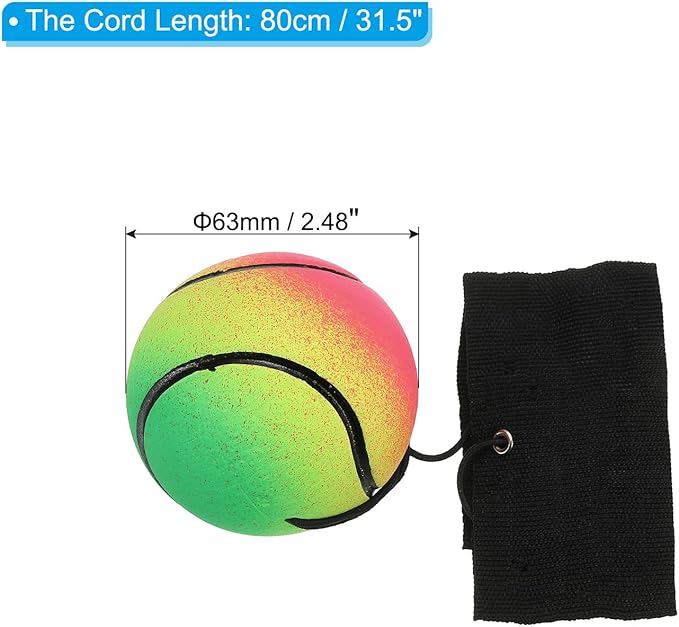 PATIKIL 2.5 Inch Sports Wrist Ball, 4Pcs Tennis Rubber Rebound Wristband Wrist Return Ball Sport on A String for Exercise Play, Mixed Colors