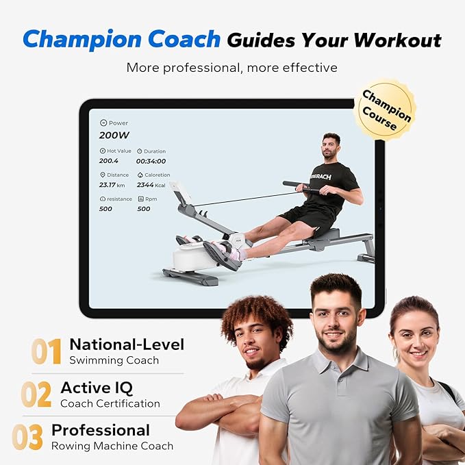 MERACH Foldable Rowing Machines for Home, Magnetic Rowing Machine with 16-Level, Compact Row Saves 20% Space, 350 LBS Load Capacity, Free MERACH App and 1000+ Champion Coaching Course & Games
