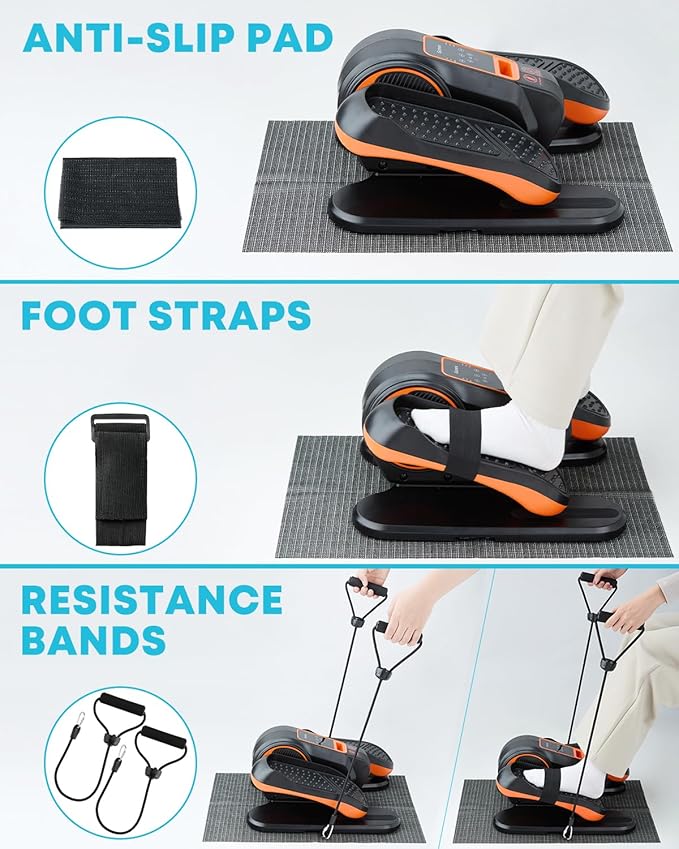 Gonex Under Desk Elliptical Exercise Machine for Seniors, Electric Ellipse Leg Exerciser with Remote 10 Resistance Levels 3 in 1, 2 in 1