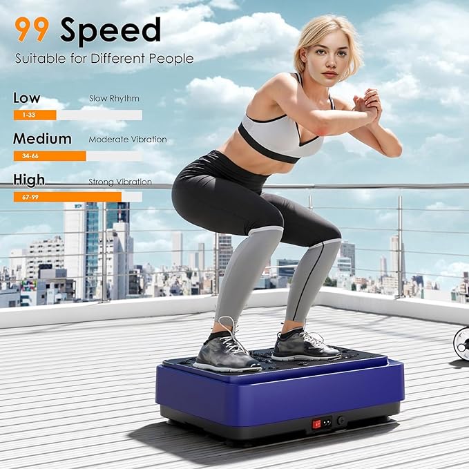 Whole Body Vibration Shake Plate Exercise Machine, 10 Modes Power Plate Vibration Platform with Resistance Bands for Full Body Workout, 500lbs Capacity