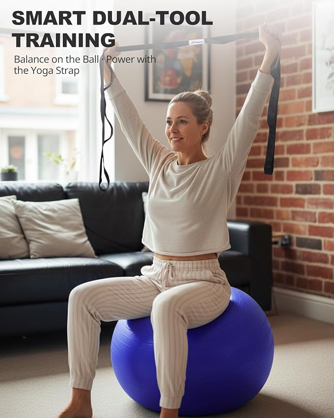 Trideer Exercise Ball for Yoga, Pilates & Fitness – Stability Ball Equipment for Home Gym & Office Chair, Core & Balance Training Accessories, Physical Therapy Equipment, Quick Pump Included, 5 Sizes