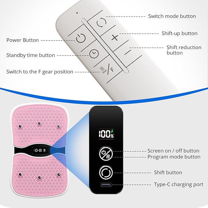 Mini Vibration Plate Machine, Leg Waist Workout Vibrating Plate Portable Quiet Percussion Massager for Legs, Waist, Back, Neck Vibration Massager,Buttocks Muscle Stiffness Relief
