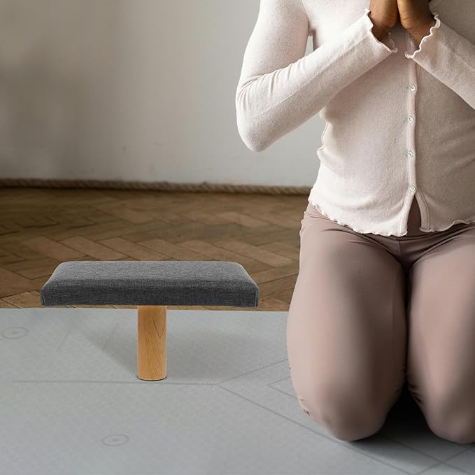 YARNOW Portable Single-Leg Zen Stool with Cushion Kneeling Bench for Meditation and Prayer Grey Seiza Seat Suitable for Adults Over