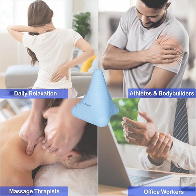 Trigger Point Massage Ball, Manual Massager Tool for Muscle Knot Deep Tissue Relief Myofascial Release Physical Therapy Hip Flexor Iliacus Psoas Hand Foot Back. 2.8×2.9” (Blue)