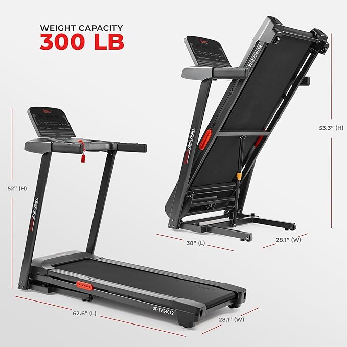 Sunny Health & Fitness Wi-Fi Smart Treadmill Walking Pad with Shock Absorption Cushioning, Home Fitness Cardio Equipment with SunnyFit App Access - Compact Foldable, Auto Incline, Under Desk Optional