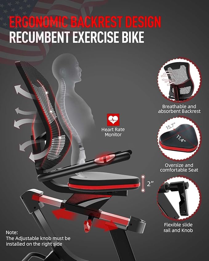 HARISON Exercise Bike 400 lbs Capacity, Easy Assembly Magnetic Recumbent bike for Adult and Seniors with Arm Exerciser , Recumbent Stationary bike for Home, 2 in 1 LCD Monitor and Tablet Holder (Same-day Shipping service）