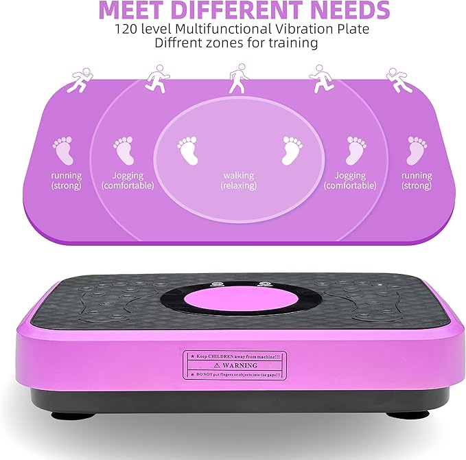 Vibration Plate Machine with Resistance Bands and Remote Control 125 Speed Levels 450LB Capacity Whole Body Oscillating Platform for Home Use
