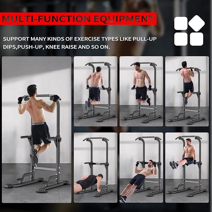 Pull Up Dip Station For Home Gym Strength Training Fitness Workout Station Chin-Ups Push-Ups Pull-Ups Dip-Ups 330LBS T055CDC