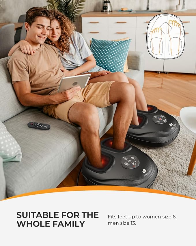 CooCoCo HSA Store Eligible Foot Massager with Heat, Plantar Fasciitis Feet Massager with Remote, Deep Kneading & Compression, FSA Foot Warmer for Home Office, Neuropathy Pain Relief for Feet