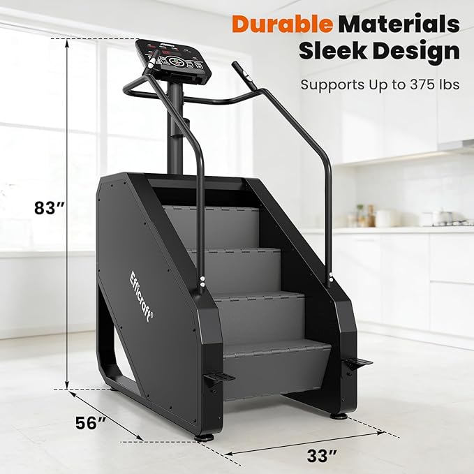 Stair Stepper Machine, Commercial Grade Stair Master for Exercise at Home, Continuous Climbing Exercise Machine for Cardio, 15 Speed Levels Stair Master, 15-164 Steps/Min, Black