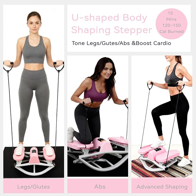 Lateral Rocking Fitness Stepper for Home Workout, Low-Impact Rock Stepper Protects Knees & Joints, Portable Compact Side-to-Side Stepper for Legs, Glutes & Abs Training