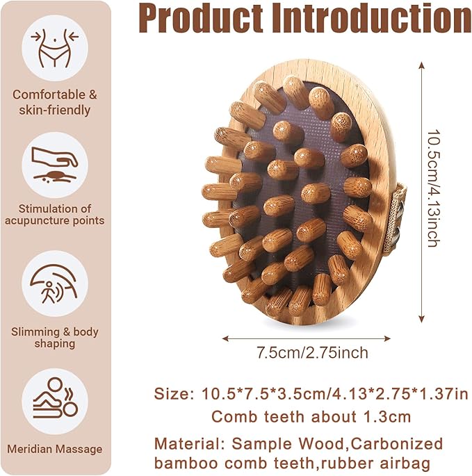 Meridian Pressure Brush, Wood Therapy Massage Tools, Wood Therapy Massage Tools for Belly Fat, Meridian Trigger Point Massager Wooden Massage Brush for Body Shaping, Muscle Pain Relief (2PCS)