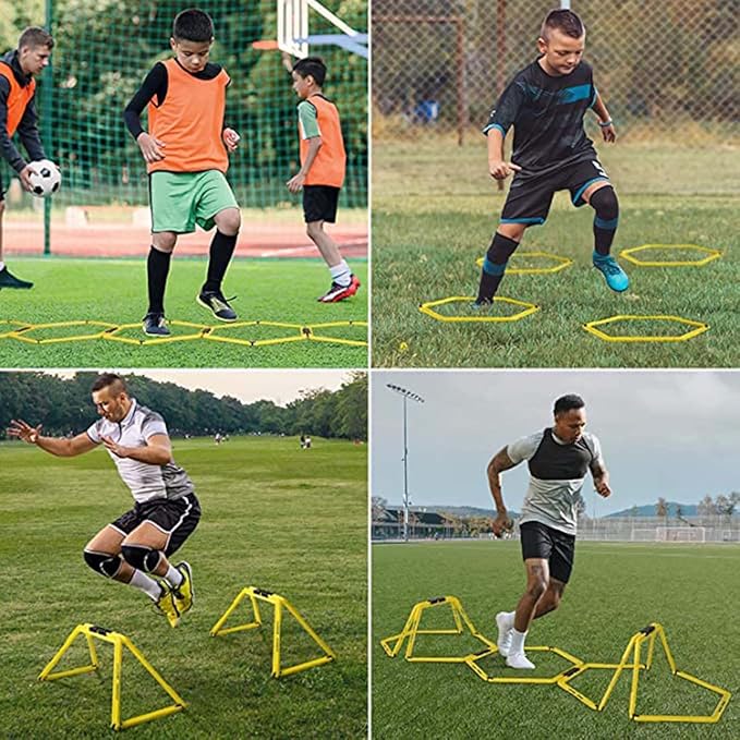 Hexagon Agility Ring Training Circle Ring Speed Agility Ladder Physical Training Ring Football Footwork Trainer Hurdles Agility Ladder Fitness Equipment Multicolor Training Ring 3Pcs