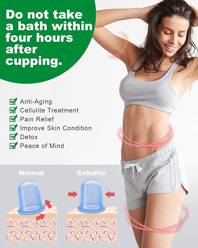 Silicone Cupping Therapy Sets, Anti Cellulite Cup Massager - Vacuum Suction Cup for Cellulite Treatment - Amazing Cellulite Remover