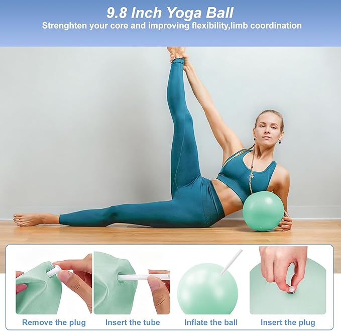 Luscinia Pilates Kit,Home Pilates Ring Kit for Women,Pilates Equipment Ring and Ball Set with Pilates Ring, Pilates Ball, Resistance Bands, Figure 8 Band & Accessories Pilates Starter Kit