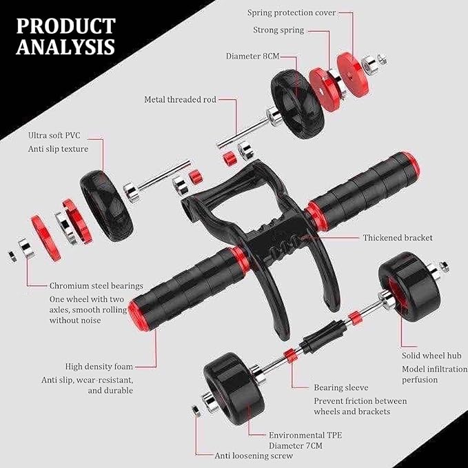 Ab Roller Automatic Rebound Abs Trainer 4 Wheels Heavy Duty Abdominal Wheel with Kneeling Mat Non-slip Low Noise Core Workout Ab Roller Wheel for Men Women