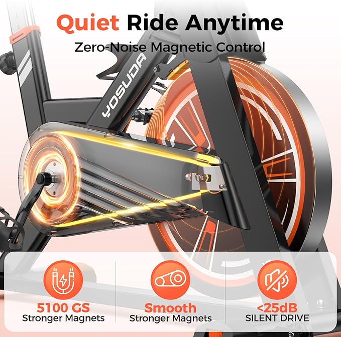 YOSUDA PRO Magnetic Exercise Bike 350 lbs Weight Capacity - Indoor Cycling Bike Stationary with Comfortable Seat Cushion, Silent Belt Drive 010C