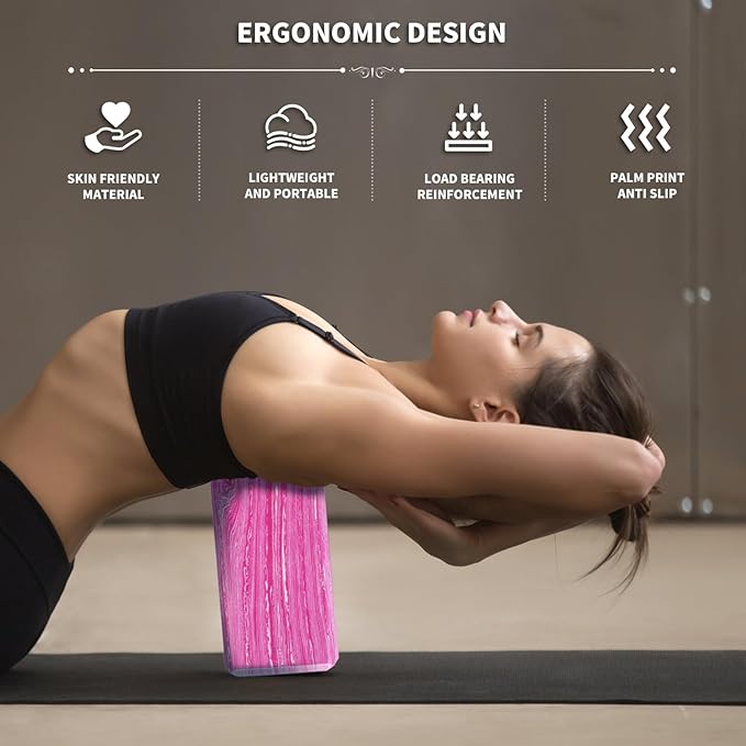 2-Pack Yoga Blocks, High-Density 9"x6"x3" Yoga Brick Foam Blocks Non-Slip EVA Foam Block Yoga Props Accessories for Yoga Pilates Stretching and Meditation