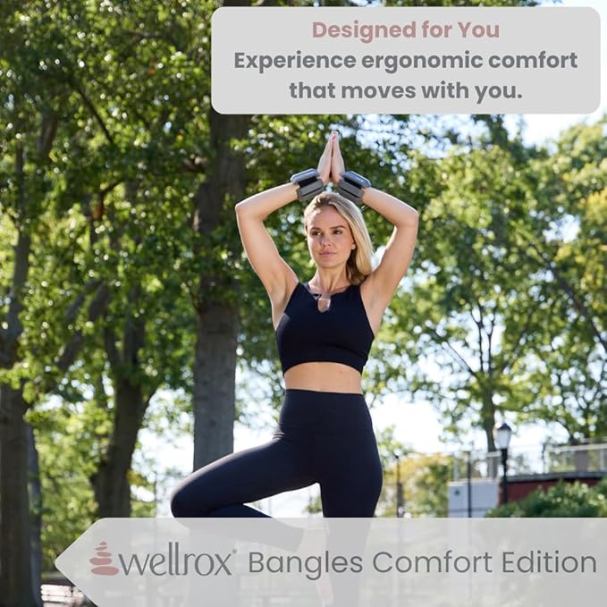 Wellrox Weighted Bangles – Adjustable Ankle and Wrist Weights for Women & Men – Set of Ankle Weights 2 lbs (1 lb Each Wrist Weight) | Weighted Arm Bands for Pilates, Yoga, Running & Walking