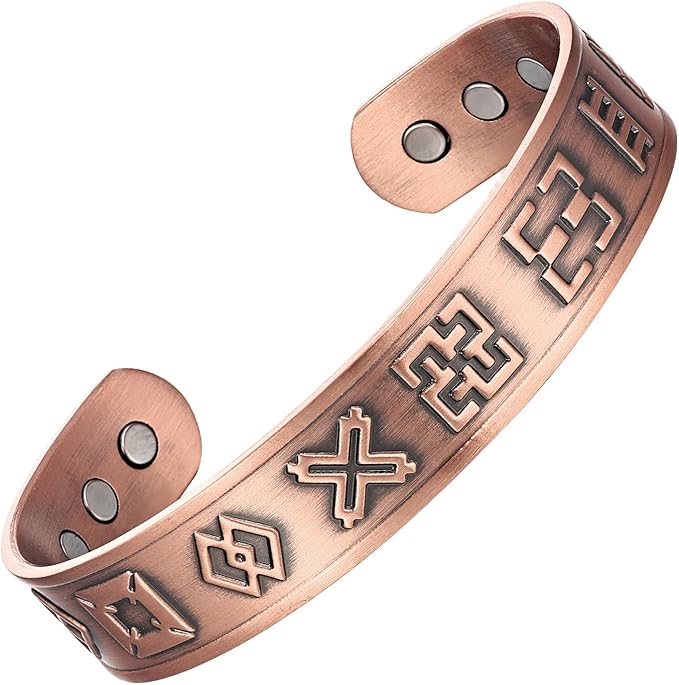 Copper Bracelet for Men 99.9% Pure Copper Magnetic Bangle with 6pcs 3500 Gauss Magnets, Copper Magnetic Bracelet for Men Copper Bracelets Jewelry Gift Gifts for Men Dad