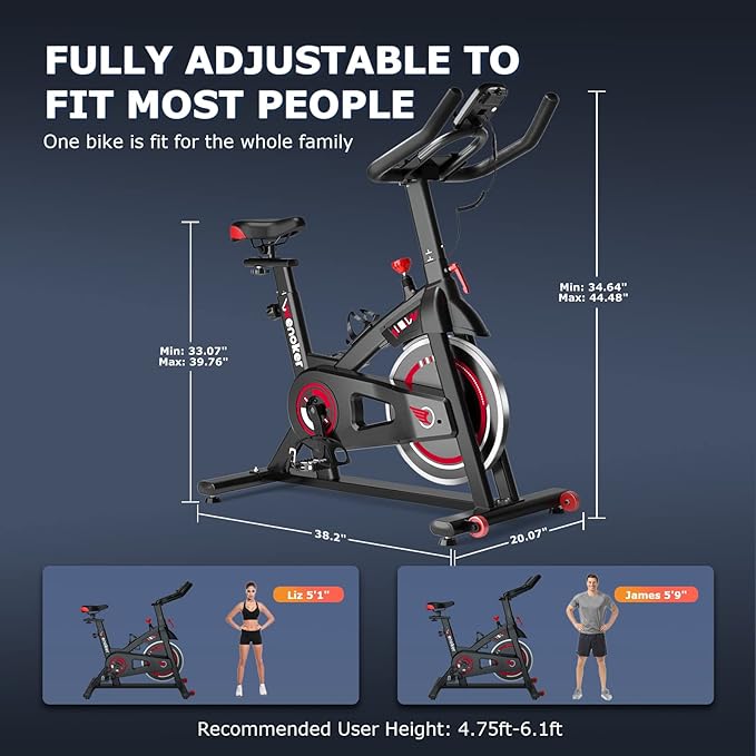 Exercise Bike, WENOKER Stationary Bike for Home, Indoor Bike with Silent Belt Drive, Heavy Flywheel, Comfortable Seat Cushion and Upgraded Digital Display