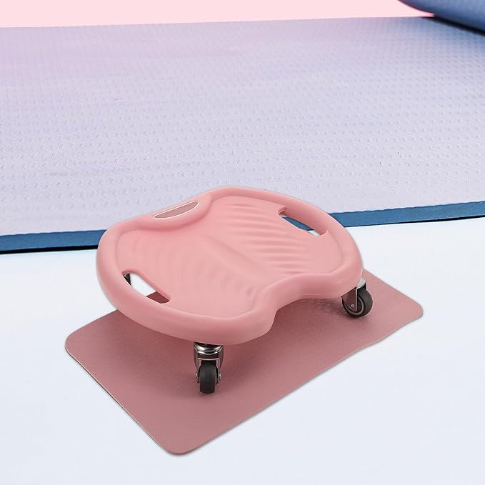 PRETYZOOM 4-wheel Ab Roller Core Strengthening Abdominal Trainer with Quiet Sliding Wheels and Knee Pad, Pink Fitness Equipment for Home and Travel Exercise