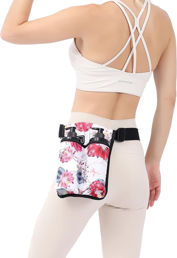 Massage Bottle Bag ，Massage Therapist Holster， Massage Lotion Holster， Massage Oil Holster，Flower color（9d2KD-Hua）