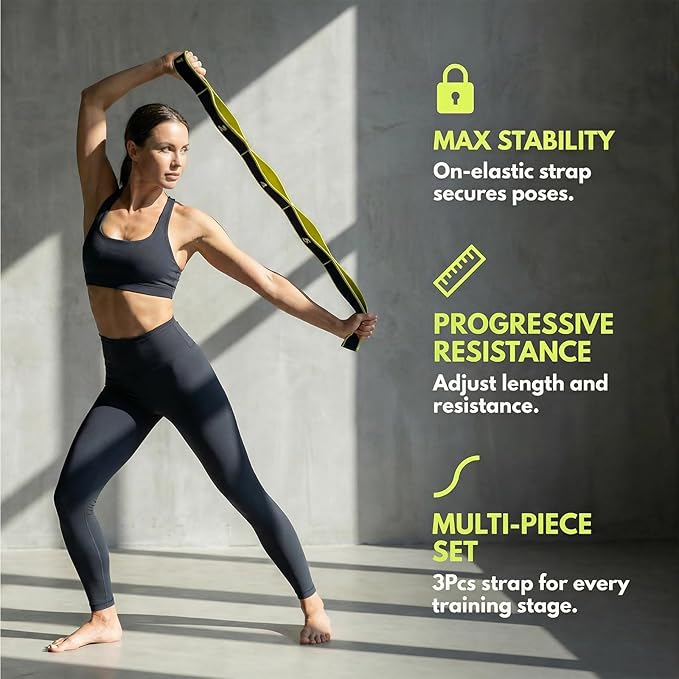3 Fitness Resistance Bands for Stretching and Yoga, 8 10 12 Segment Number Stretch Resistance Band, Adjustable Exercise Bands for Full Body Stretching Shaping and Training