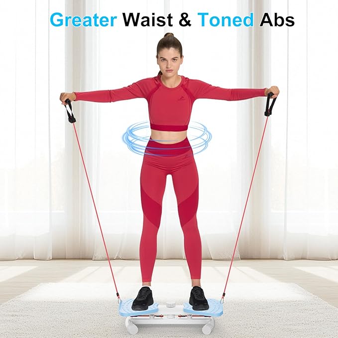 Waist Twister Machine with Resistance Band, Silent Exercise Twist Board for Core & Belly Fat Workout, Non-Slip Home Fitness Disc for Men & Women