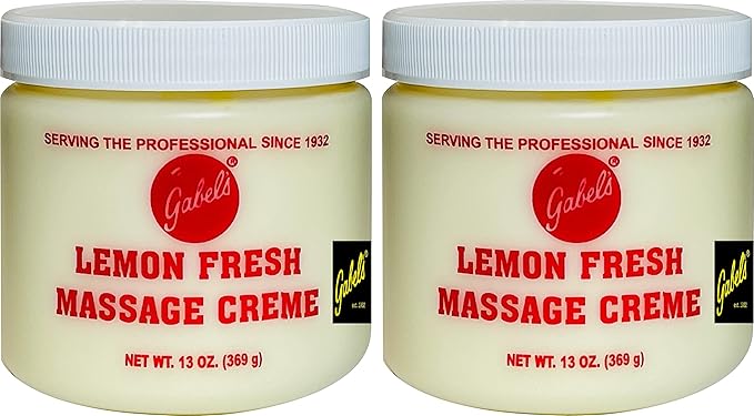 Gabel's Face Massage Creme Oil Base (Lemon Fresh) for Skin use only 13oz. Authentic Manufacturer Direct has Protection Seal and Gabel's Logo in Black Label on The jar. Pack of 2